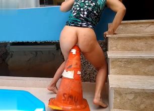 Anal traffic cone fucking Latina whore